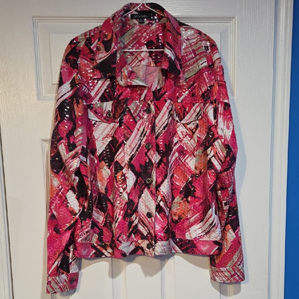 Notations Pink and Black Bomber Jacket